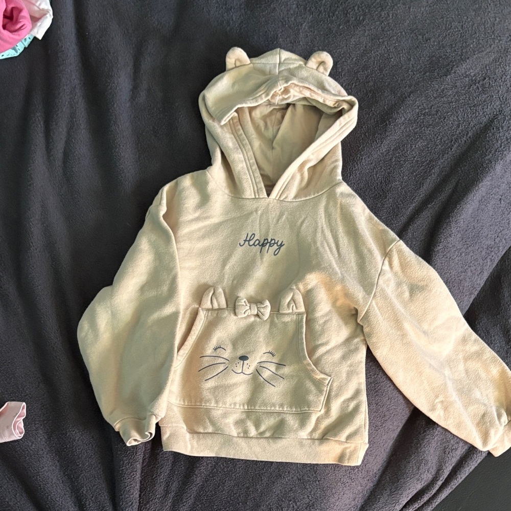 Charming Cream Hoodie with Bear Ears
